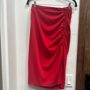 Elegant Red Ruched Skirt